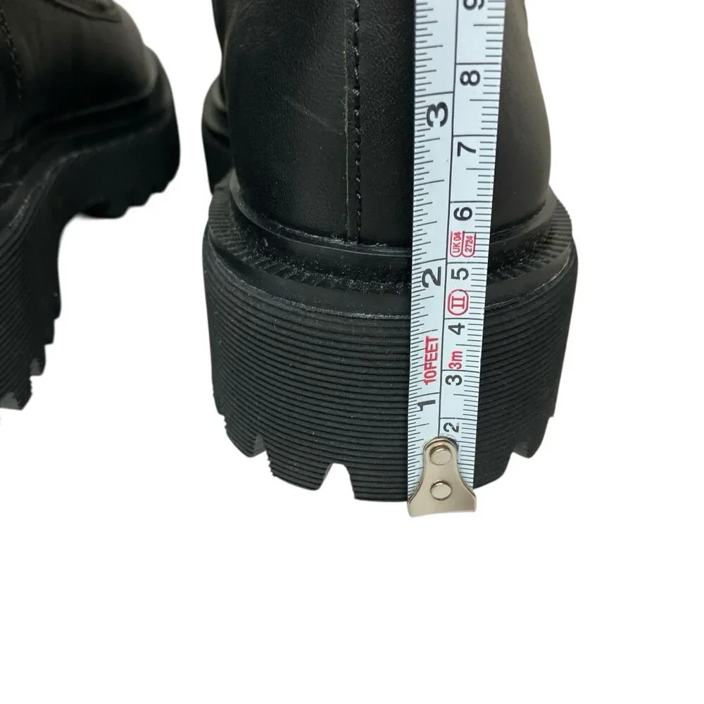 Madewell Black Leather The Shelton Lace-Up Combat Boots Moto New NG667 Womens 7‎